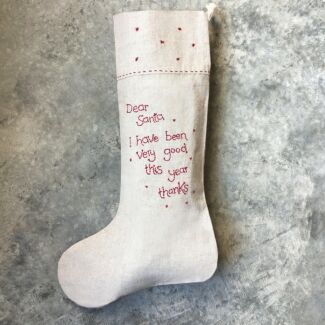 Christmas Dear Santa Linen Stocking