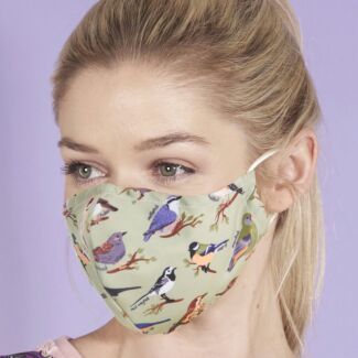 Green Wild Birds Recycled Face Cover