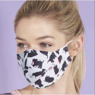 White Scatty Scotty Dogs Recycled Face Cover