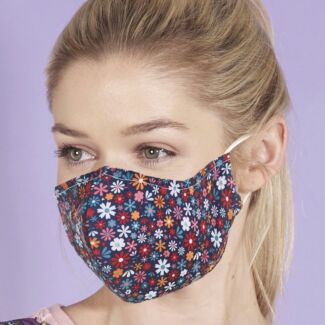 Black Ditsy Floral Recycled Face Cover