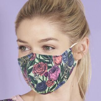 Green Peonies Recycled Face Cover