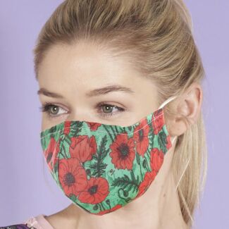 Green Poppies Recycled Face Cover