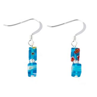 Turquoise Millifiore Cubes Earrings