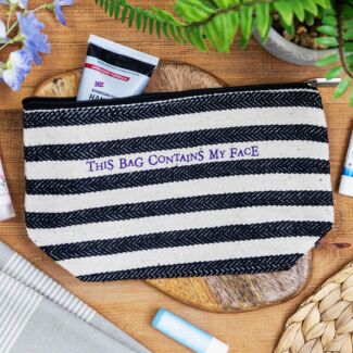 This Bag Contains My Face Striped Cosmetic Bag