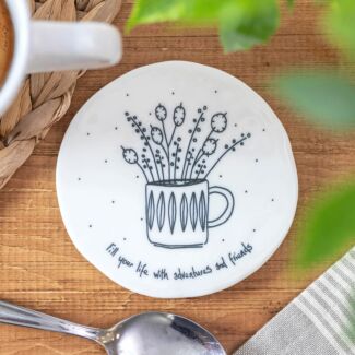 ‘Fill Your Life With Adventures’ Flowers In Mug Coaster