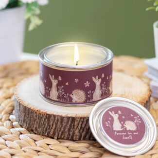 Meadow Rabbits & Hedgehog Tin Candle