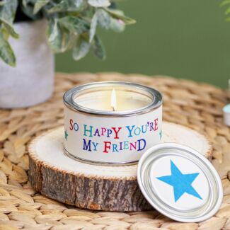 ‘So Happy You’re My Friend’ Wobbly Word Candle