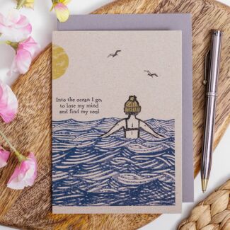 ‘Into the Ocean I Go’ Swimmers Greetings Card