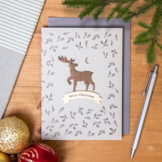 ‘Wooden Stag’ Christmas Card