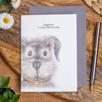 'Happiness Is A Biscuit' Dog Card