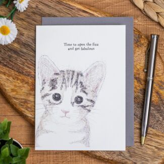 'Time To Open The Fizz' Cat Card