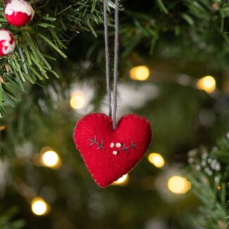 Christmas Small Embroidered Red Heart