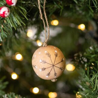 Christmas Snowflakes Wooden Bauble Medium