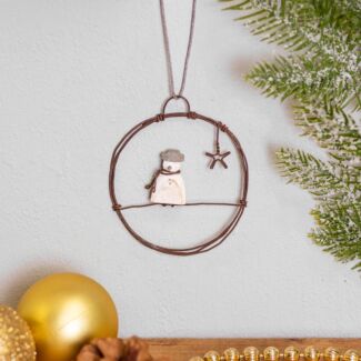 Christmas Snowman Small Hanging Metal Wreath