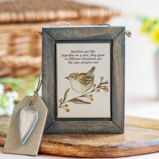 'Families Are Like Branches' Bird Wooden Sign