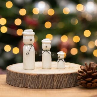 Christmas Set of 3 Porcelain Snowmen