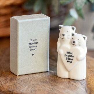 ‘Never Forgotten Forever Loved’ Porcelain Cat Couple