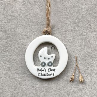 ‘Baby’s First Christmas’ Cut Out Porcelain Hanger