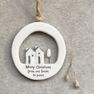 ‘Merry Christmas’ Large Cut Out Porcelain Hanger