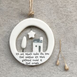 ‘Not What’s Under The Tree’ Large Cut Out Porcelain Hanger