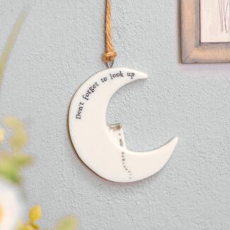 ‘Don’t Forget To Look Up’ Porcelain Moon Hanger