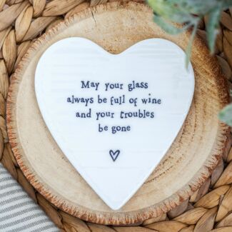 ‘May Your Glass Be Full of Wine’ Porcelain Coaster