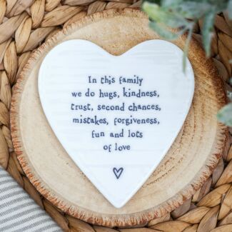 ‘In This Family We Do Hugs’ Porcelain Coaster