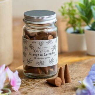Geranium, Orange & Lavender Jar of Incense Cones