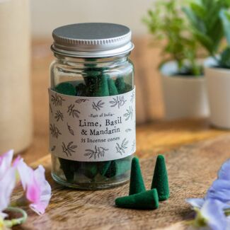 Lime, Basil & Mandarin Jar of Incense Cones