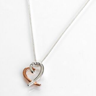 Polished Two Tone Layered Heart Necklace