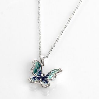 Hand Painted Elegant Blue Butterfly Necklace