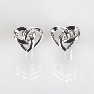 Silver Plated Celtic Knotted Heart Stud Earrings