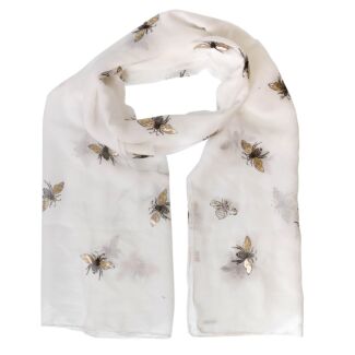 Busy Bee White Scarf and Brooch Boxed Set