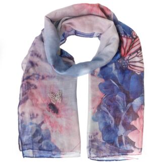 Butterfly Garden Purple Scarf and Brooch Boxed Set