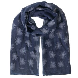 Modern Flowers Navy Boxed Scarf