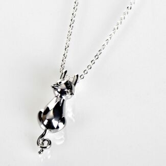 Silver Plated Hanging Cat Necklace