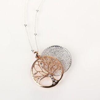 Rose Gold Filigree Disk Long Necklace