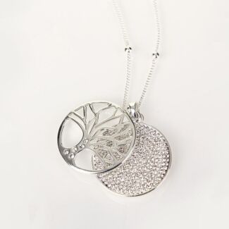 Silver Filigree Disk Long Necklace