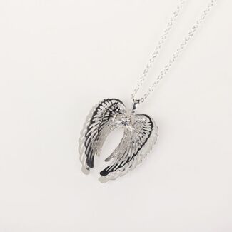 Clear 3D Guardian Angel Wings Necklace