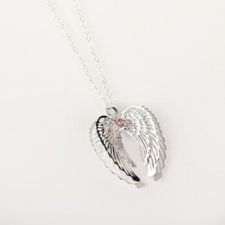 Pink 3D Guardian Angel Wings Necklace