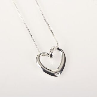 Clear Diamante Heart Necklace