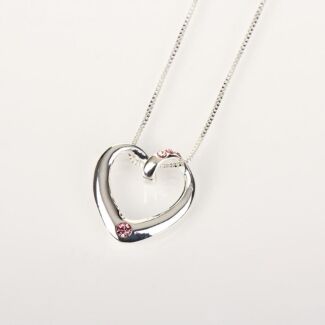 Pink Diamante Heart Necklace