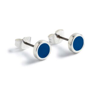Sky Blue Round Silver Stud Earrings