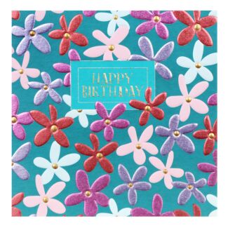 Hey Fresco ‘Flowers’ Green Birthday Card