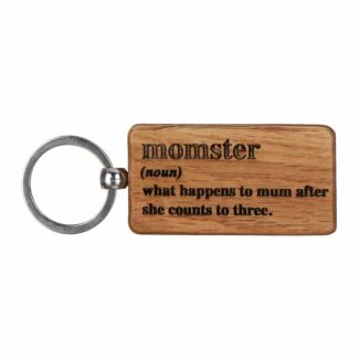 Momster Rectangular Oak Keyring