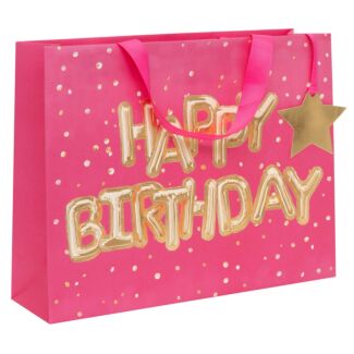 Helium Happy Birthday Pink Landscape Large Gift Bag