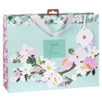 Stephanie Dyment Aqua Floral Landscape Large Gift Bag