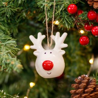Ceramic Reindeer Head Christmas Decoration