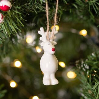 Ceramic Standing Reindeer Christmas Tree Decoration