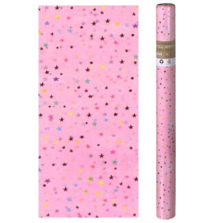 Paper Salad Stars Pink Luxury Roll Wrap 4m x 50cm
